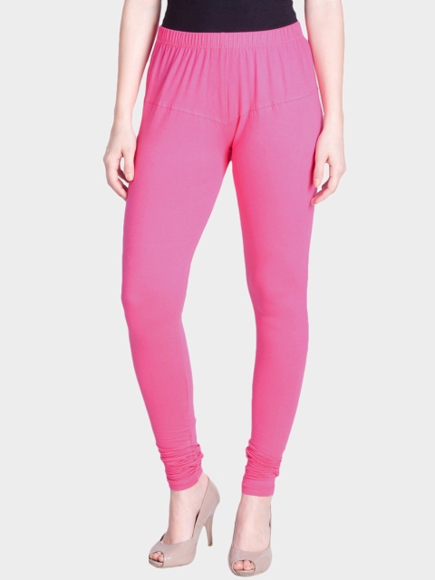 

LYRA Women Pink Solid Snug-fit Churidar-Length Leggings