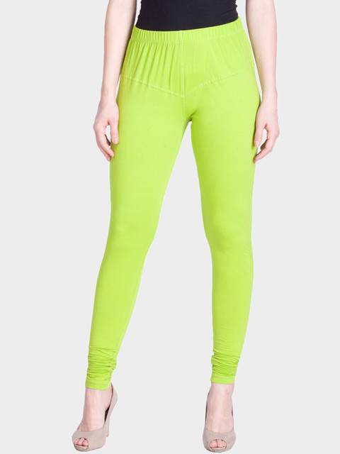 

LYRA Women Lime Green Solid Snug-Fit Churidar Length Leggings