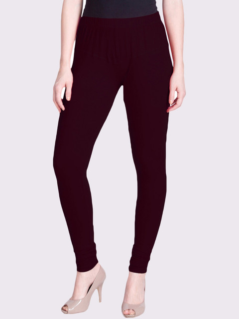 

LYRA Women Burgundy Solid Churidar-Length Leggings