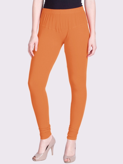

LYRA Women Orange Solid Churidar-Length Leggings