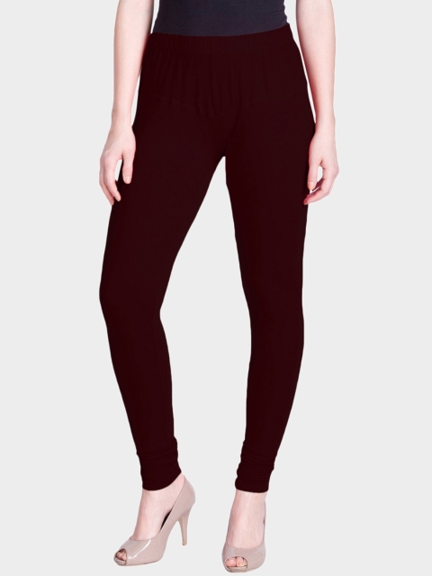 

LYRA Women Maroon Solid Snug-Fit Churidar Length Leggings