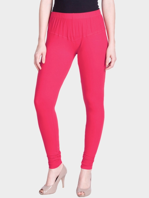 

LYRA Women Pink Solid Snug-fit Churidar-Length Leggings