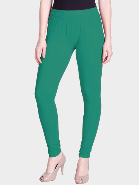 

LYRA Women Green Solid Snug-Fit Churidar Length Leggings
