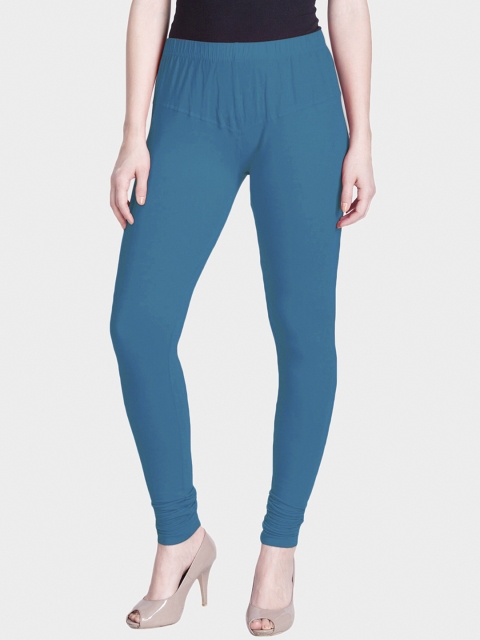 

LYRA Women Sea Green Solid Churidar-Length Snug-Fit Leggings