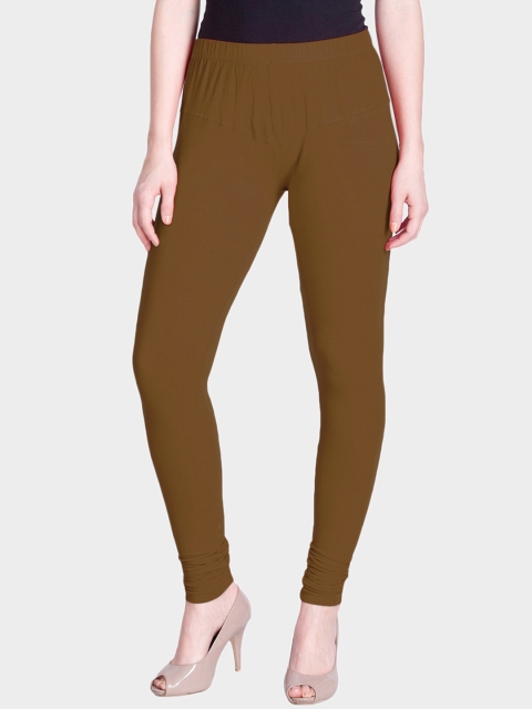 

LYRA Women Olive Brown Solid Snug-Fit Churidar Leggings