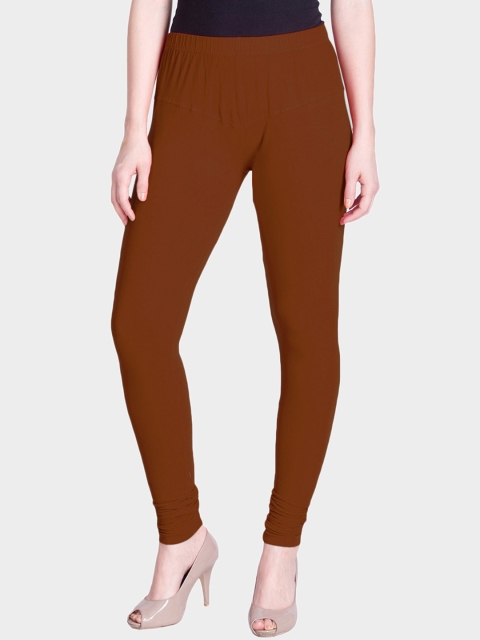 

LYRA Women Rust Orange Solid Churidar-Length Snug-Fit Leggings