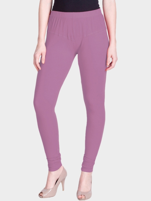 

LYRA Women Mauve Solid Churidar-Length Snug-Fit Leggings