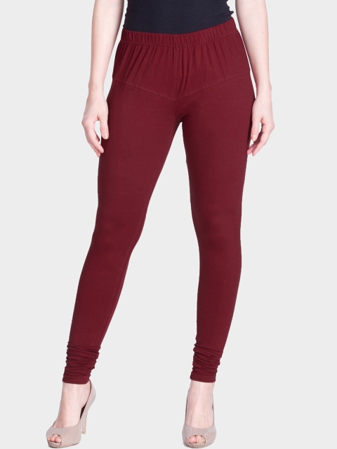

LYRA Women Maroon Solid Snug-Fit Churidar Length Leggings