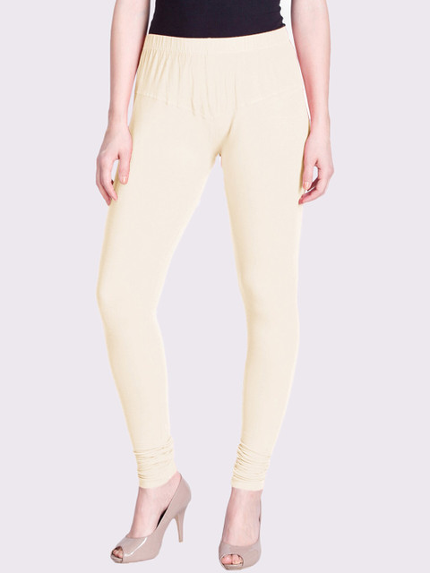 

LYRA Women Cream-Coloured Solid Snug-Fit Churidar Length Leggings