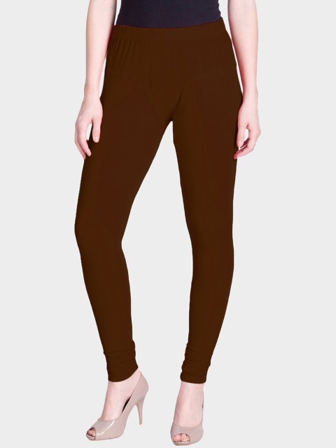 

LYRA Women Brown Solid Cotton Churidar-Length Leggings