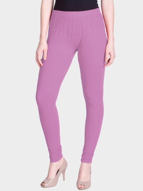 

LYRA Women Rose-Pink Solid Churidar-Length Snug-Fit Leggings
