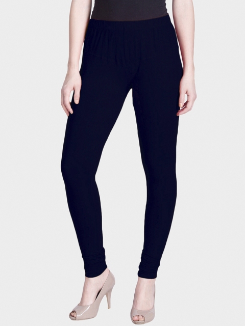 

LYRA Women Navy Blue Solid Snug-fit Churidar-Length Leggings