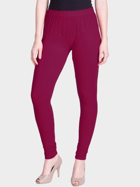 

LYRA Women Magenta Pink Solid Snug-Fit Churidar-Length Leggings