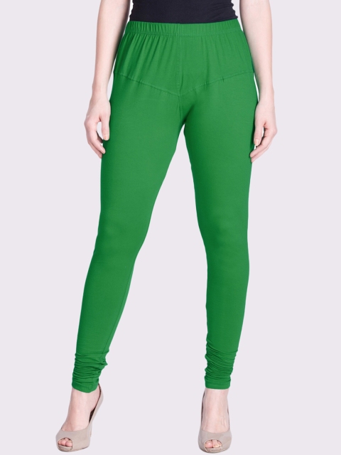 

LYRA Women Green Solid Churidar-Length Snug-Fit Leggings