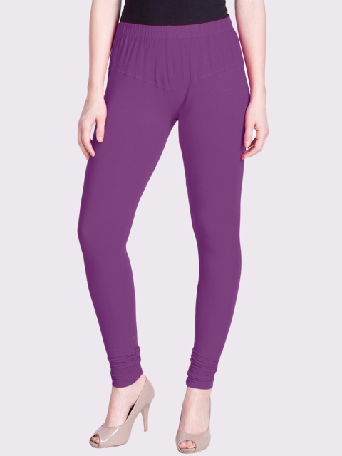 

LYRA Women Purple Solid Snug-Fit Churidar Leggings