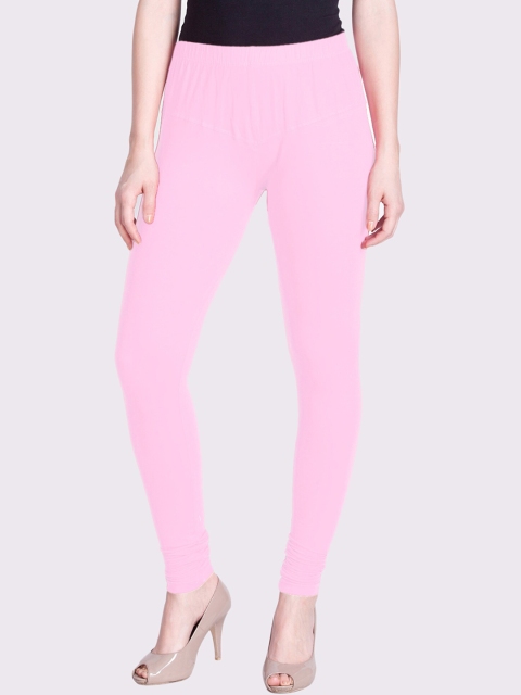 

LYRA Women Pink Solid Churidar Leggings