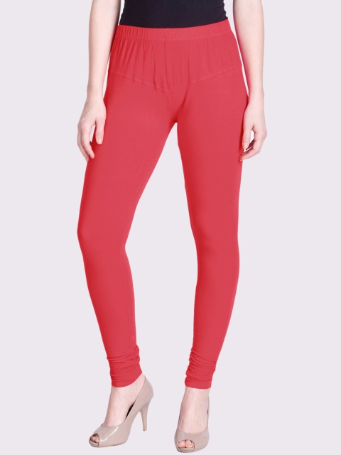 

LYRA Women Pink Solid Snug-fit Churidar-Length Leggings
