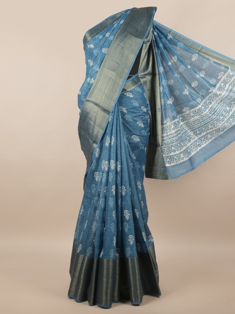

Pothys Blue & White Ethnic Motifs Zari Saree