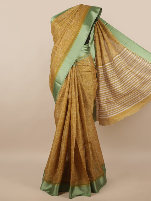 

Pothys Green & White Ethnic Motifs Printed Saree