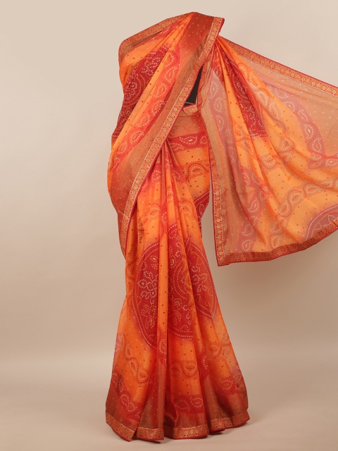 

Pothys Orange & Red Bandhani Saree