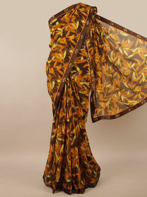 

Pothys Brown & Yellow Floral Printed Saree