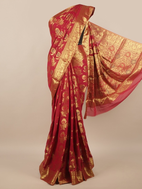 

Pothys Magenta & Gold Ethnic Motifs Zari Saree