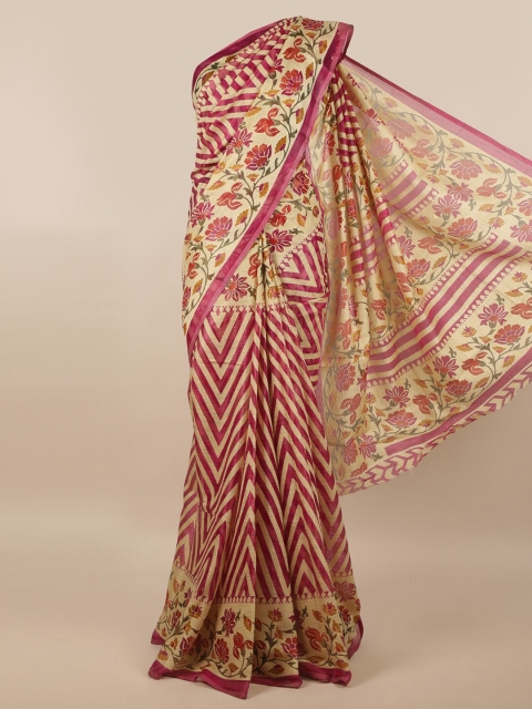 

Pothys Pink & Beige Printed Saree