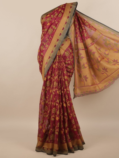 

Pothys Maroon & Tan Floral Saree