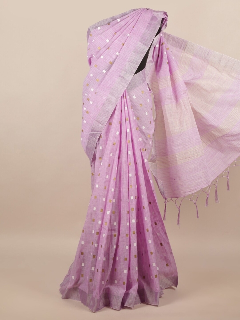 

Pothys Lavender & White Geometric Printed Zari Saree