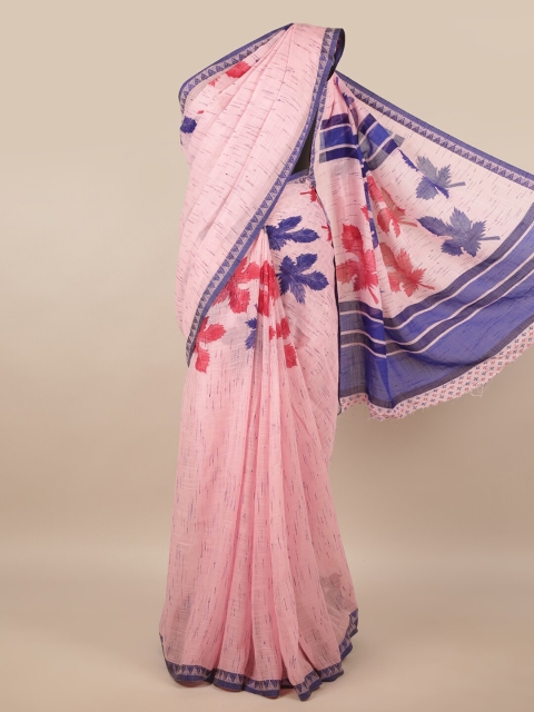 

Pothys Pink & Blue Floral Saree