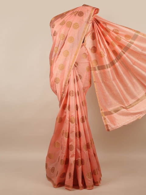 

Pothys Peach-Coloured Woven Design Jute Silk Saree