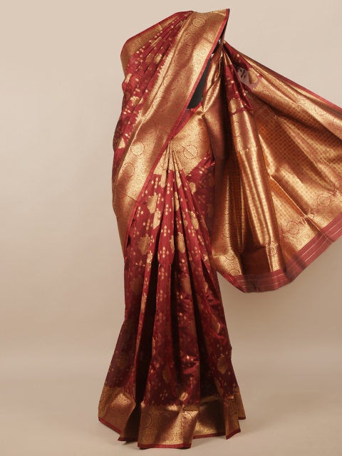 

Pothys Maroon & Gold-Toned Woven Design Zari Saree
