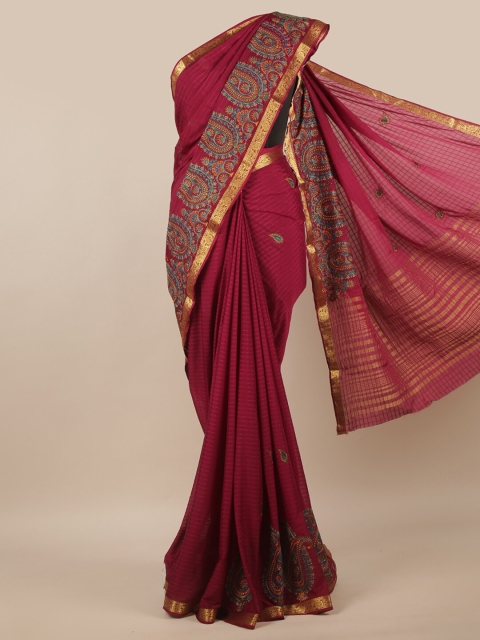 

Pothys Purple & Blue Paisley Zari Saree