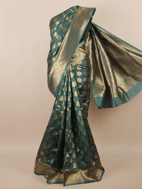 

Pothys Green & Gold-Toned Woven Design Zari Saree