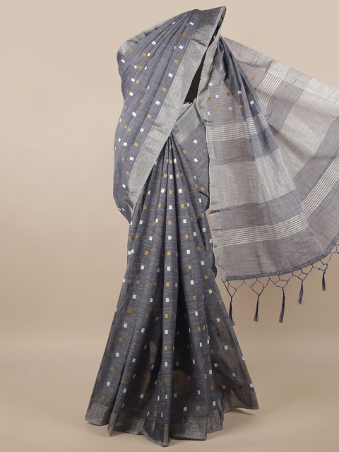 

Pothys Grey & White Printed Zari Saree
