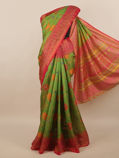 

Pothys Green & Pink Floral Printed Saree