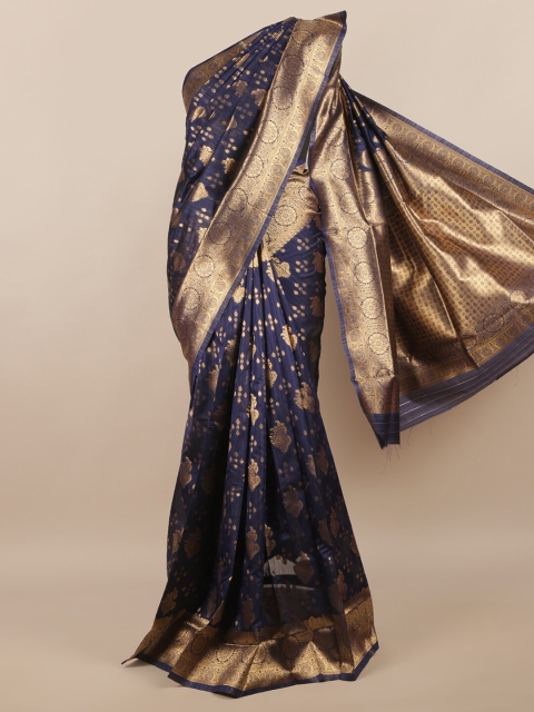 

Pothys Blue & Gold-Toned Woven Design Saree