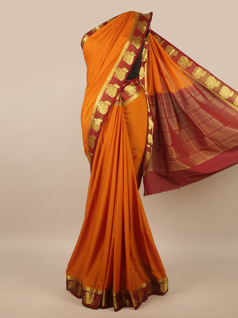 

Pothys Mustard & Maroon Zari Saree