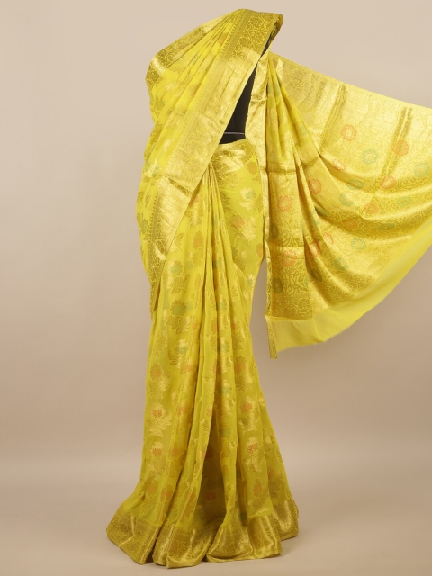 

Pothys Yellow & Gold Ethnic Motifs Zari Saree