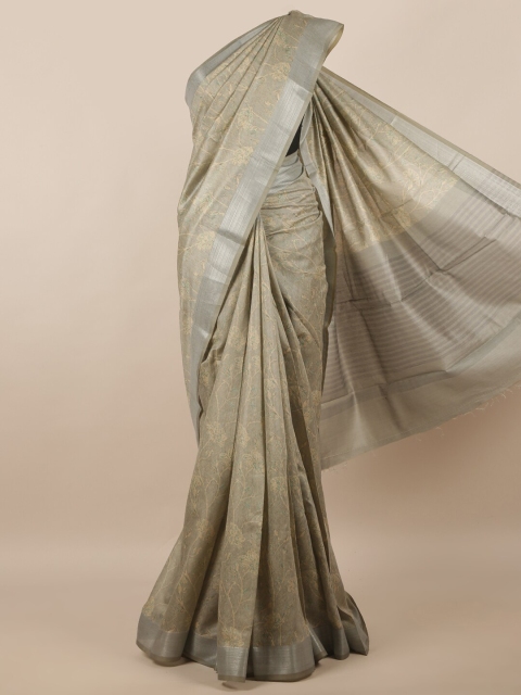 

Pothys Grey & Cream-Coloured Floral Zari Saree