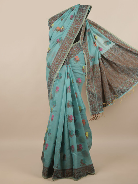 

Pothys Women Blue Printed Cotton Blend Saree