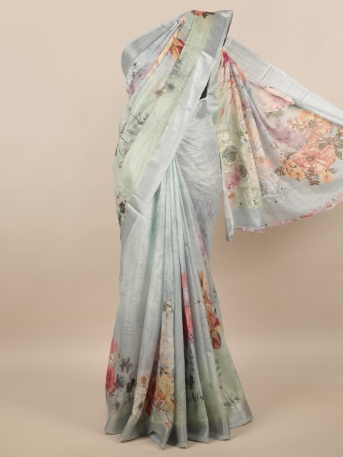

Pothys Grey & Pink Floral Printed Zari Saree
