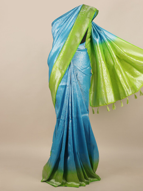 

Pothys Blue & Green Ethnic Motifs Zari Jute Silk Saree