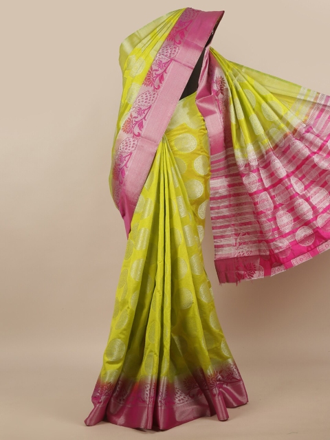 

Pothys Green & Pink Woven Design Zari Jute Silk Saree