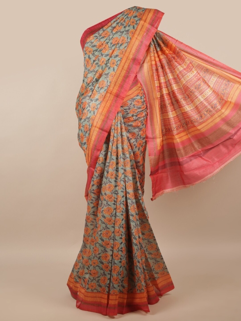 

Pothys Women Grey Printed Cotton Blend Saree