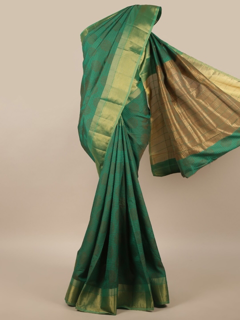 

Pothys Green & Brown Ethnic Motifs Jute Silk Saree