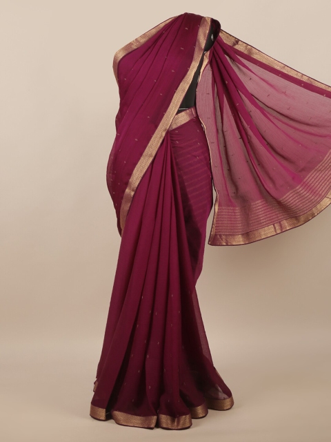 

Pothys Burgundy & Gold-Coloured Ethnic Motifs Zari Saree