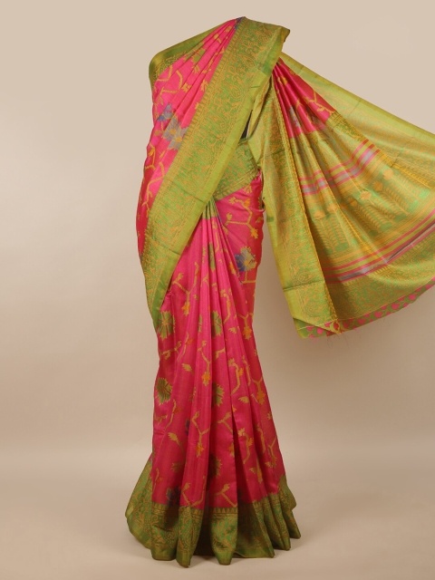 

Pothys Pink & Green Woven Design Saree