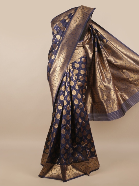 

Pothys Blue & Rose Gold Ethnic Motifs Saree