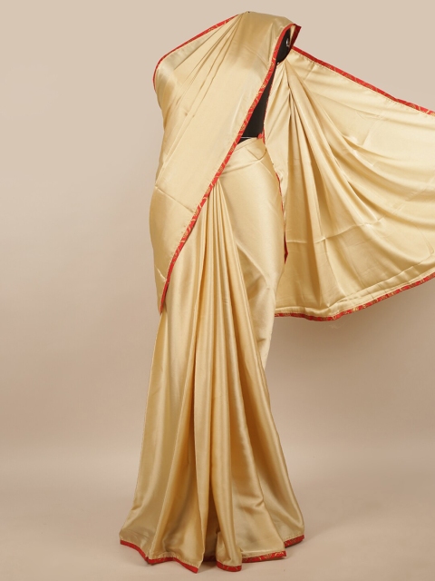 

Pothys Cream-Coloured & Red Saree